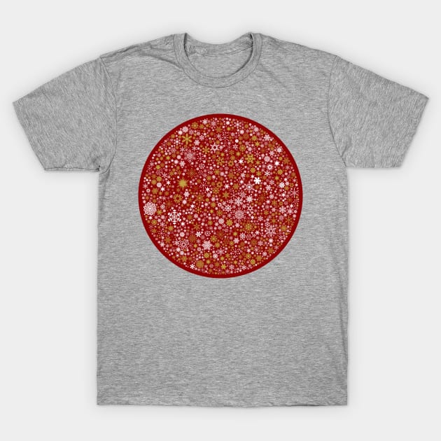 A Thousand Snowflakes in Festive Red T-Shirt by KolJoseph